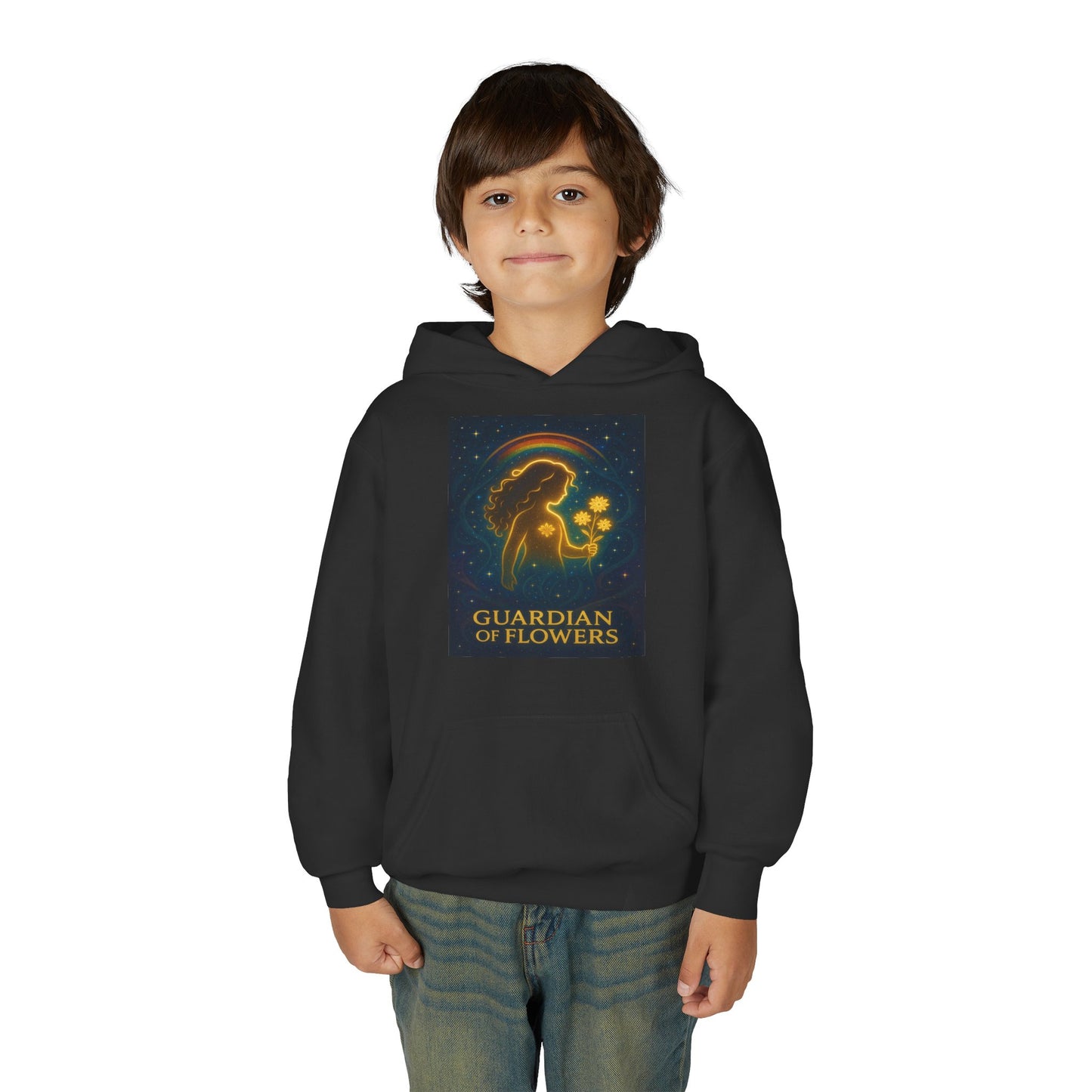 Youth Hoodie – "Guardian of Flowers" Glowgirl Floral Graphic