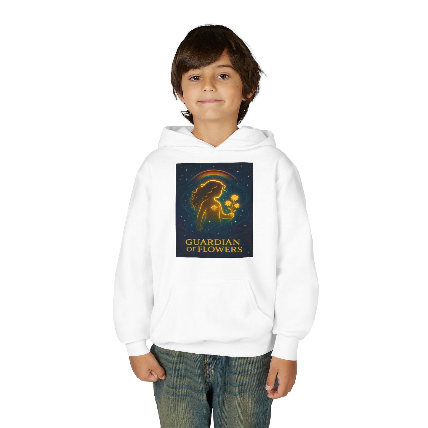 Youth Hoodie – "Guardian of Flowers" Glowgirl Floral Graphic