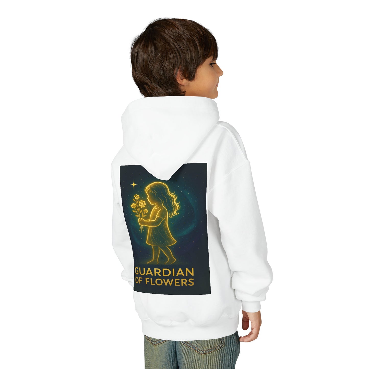 Youth Hoodie – "Guardian of Flowers" Glowgirl Floral Graphic