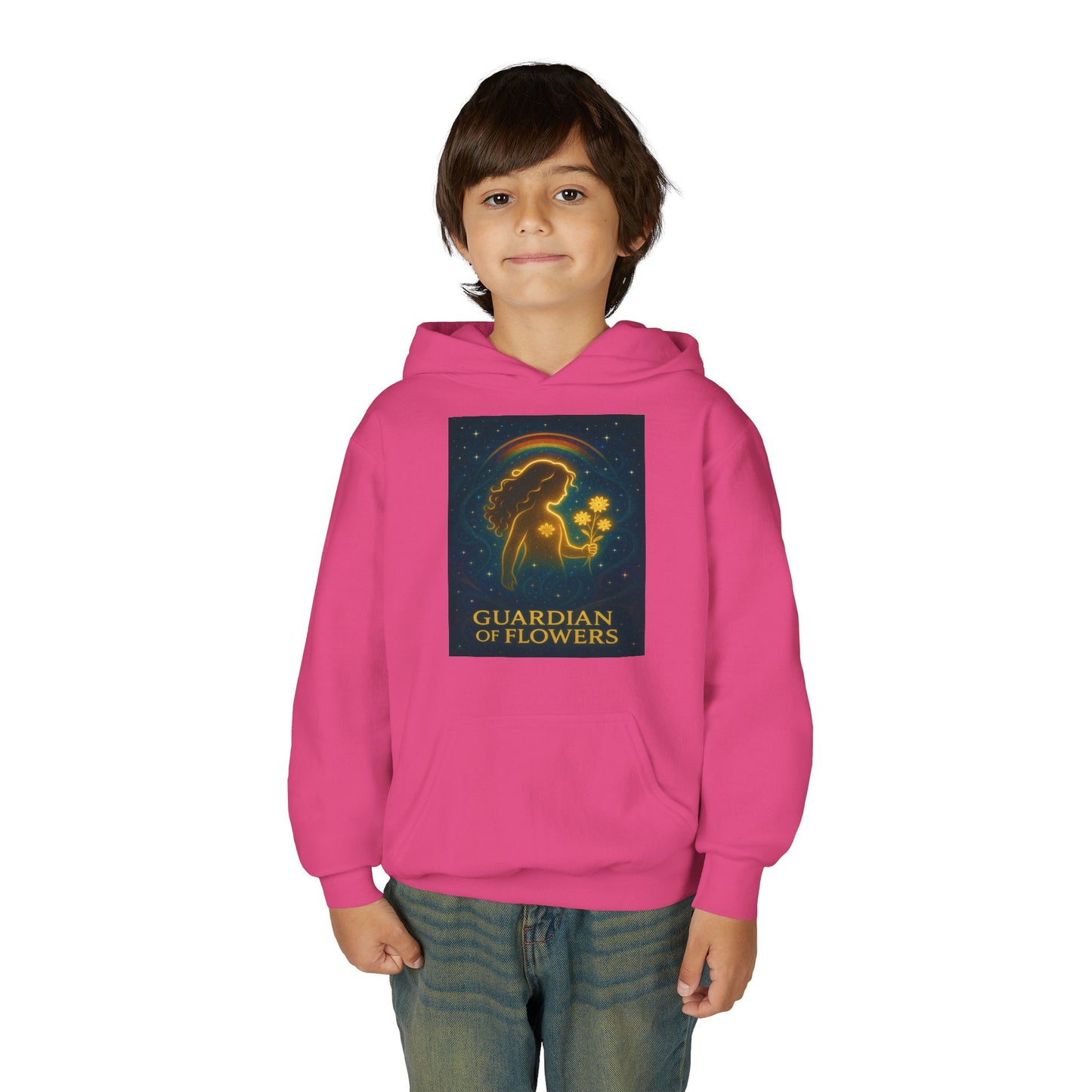 Youth Hoodie – "Guardian of Flowers" Glowgirl Floral Graphic