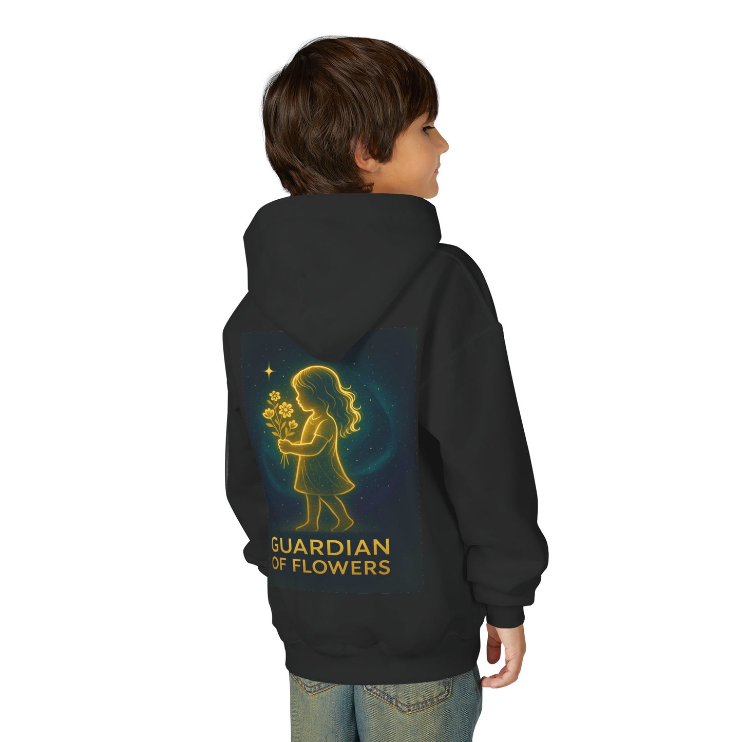 Youth Hoodie – "Guardian of Flowers" Glowgirl Floral Graphic